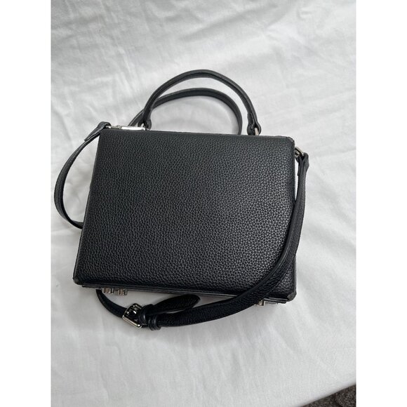 Brandon Blackwood Top Handle Small Trunk Bag Purse Black Pebbled Leather - Picture 6 of 12